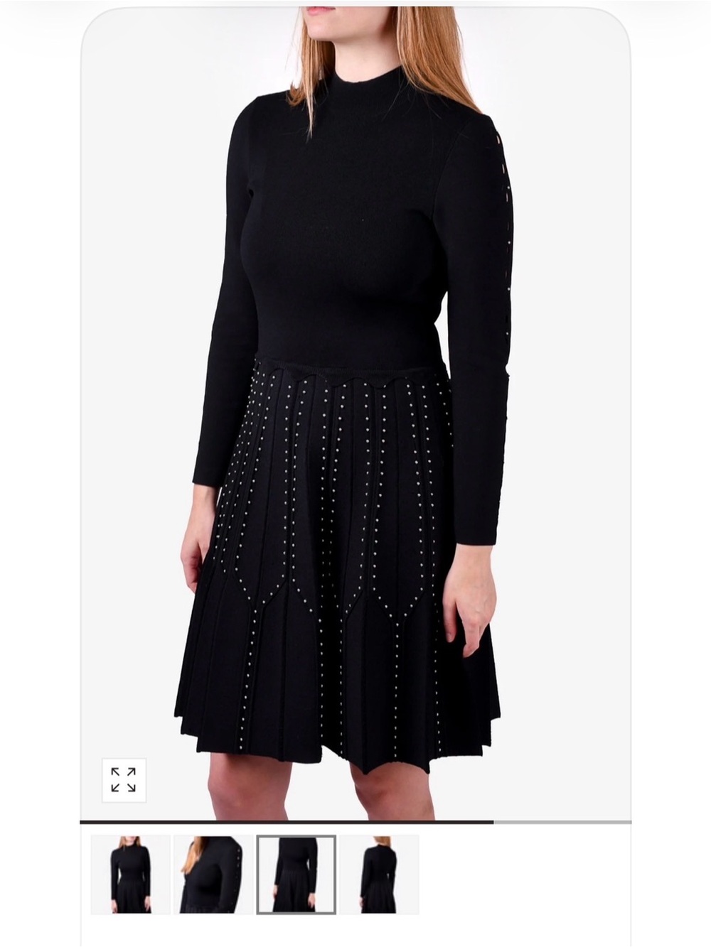 Sandro Studded Black Midi Dress Like New - Picture 5 of 7